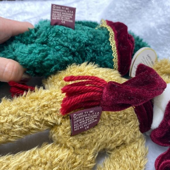 TY Attic Treasures - Laurel & Jangle Christmas Bears, Green, Plush, Santa Hat - Picture 2 of 6